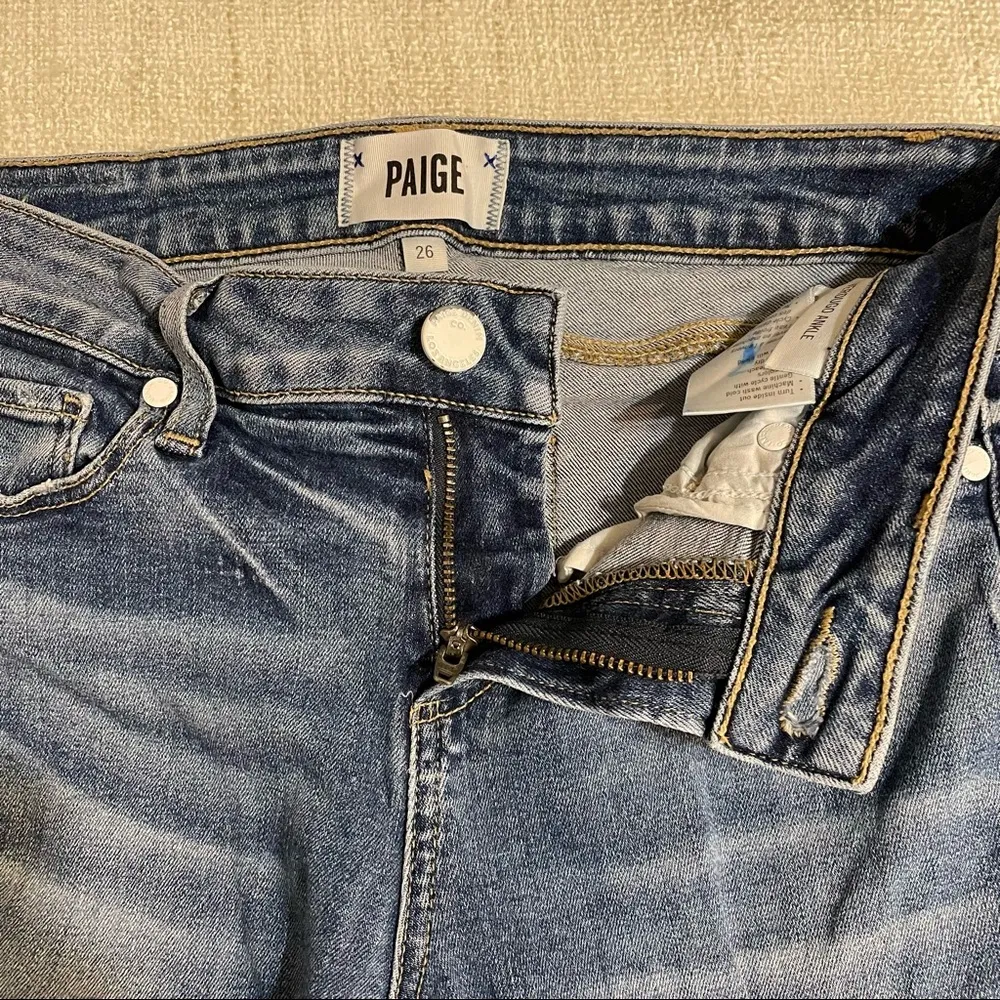 Paige Distressed/Shredded Verdugo Ankle Jeans - Image 9