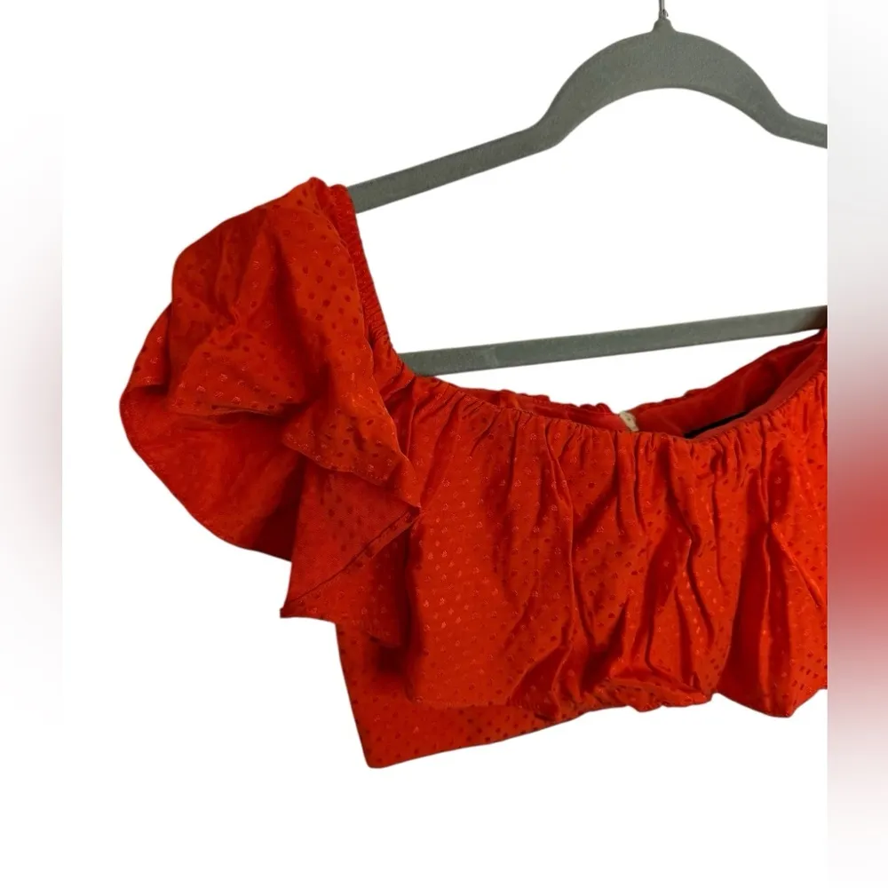 Jaygodfrey Coral Loras Off Shoulder Ruffle Crop Top Orange Size 00 - Image 4