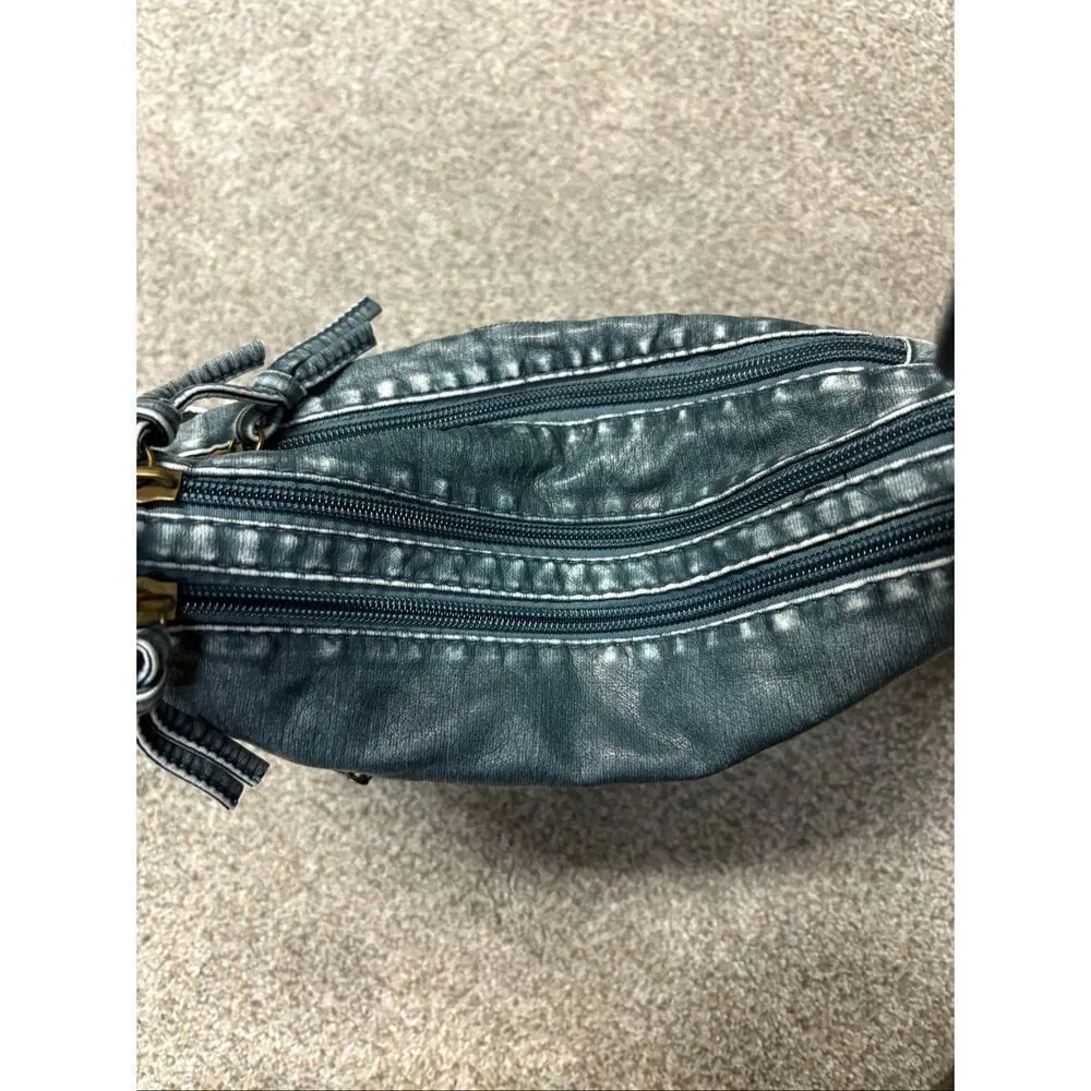 Boho Denim Look Crossbody faux leather bag Blue - Image 3
