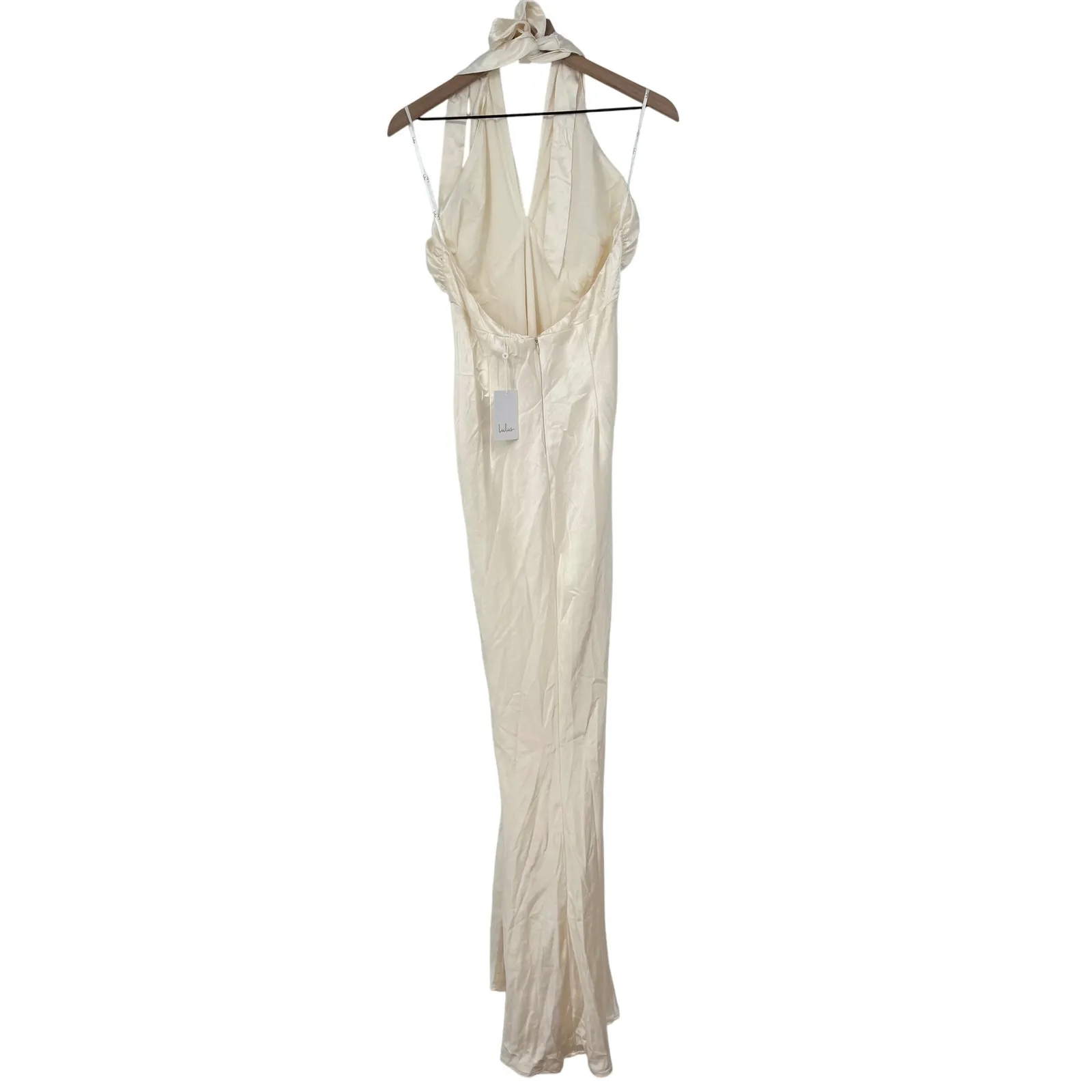 Lulus Ivory Halter Maxi Dress Formal Gown Sleeveless‎ Evening Party Size M - Image 11