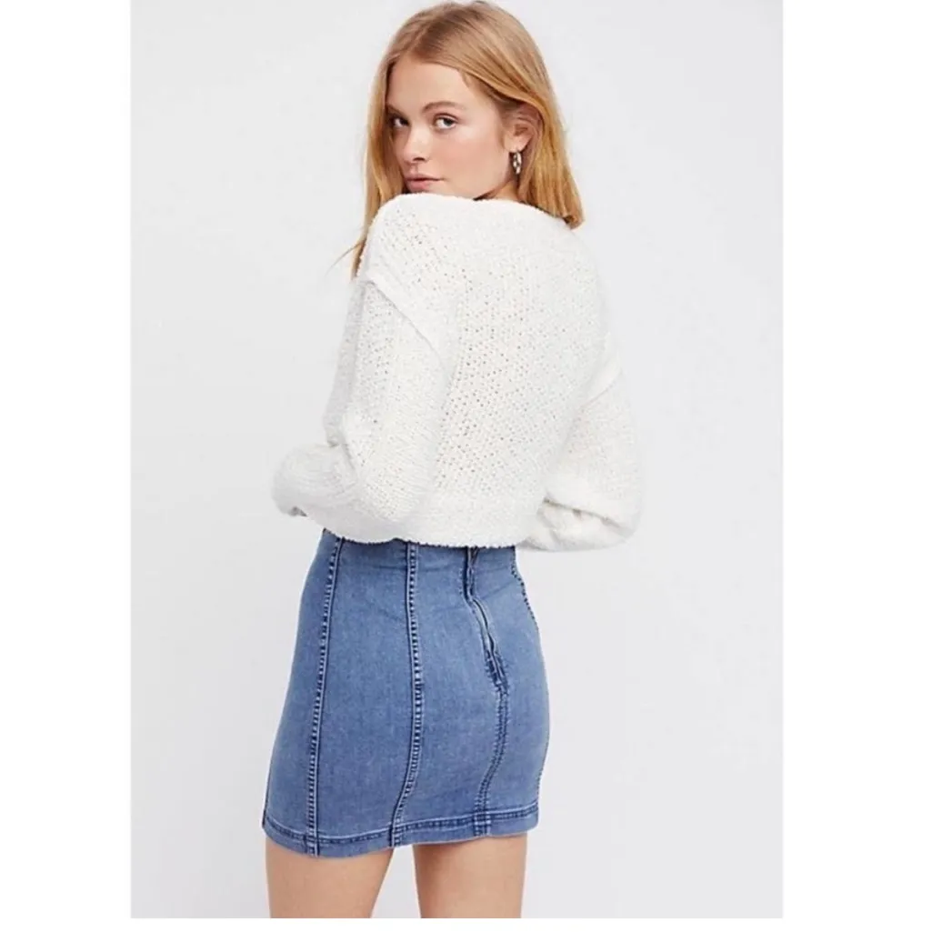 Free People Modern Femme Denim Mini Skirt Sz 6 - Image 3