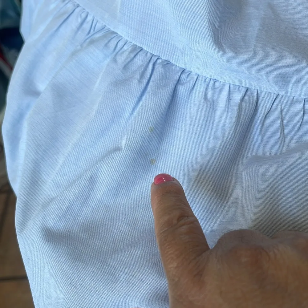 Zara Baby Blue Eyelet Embroidered Button Front Dress - Image 8