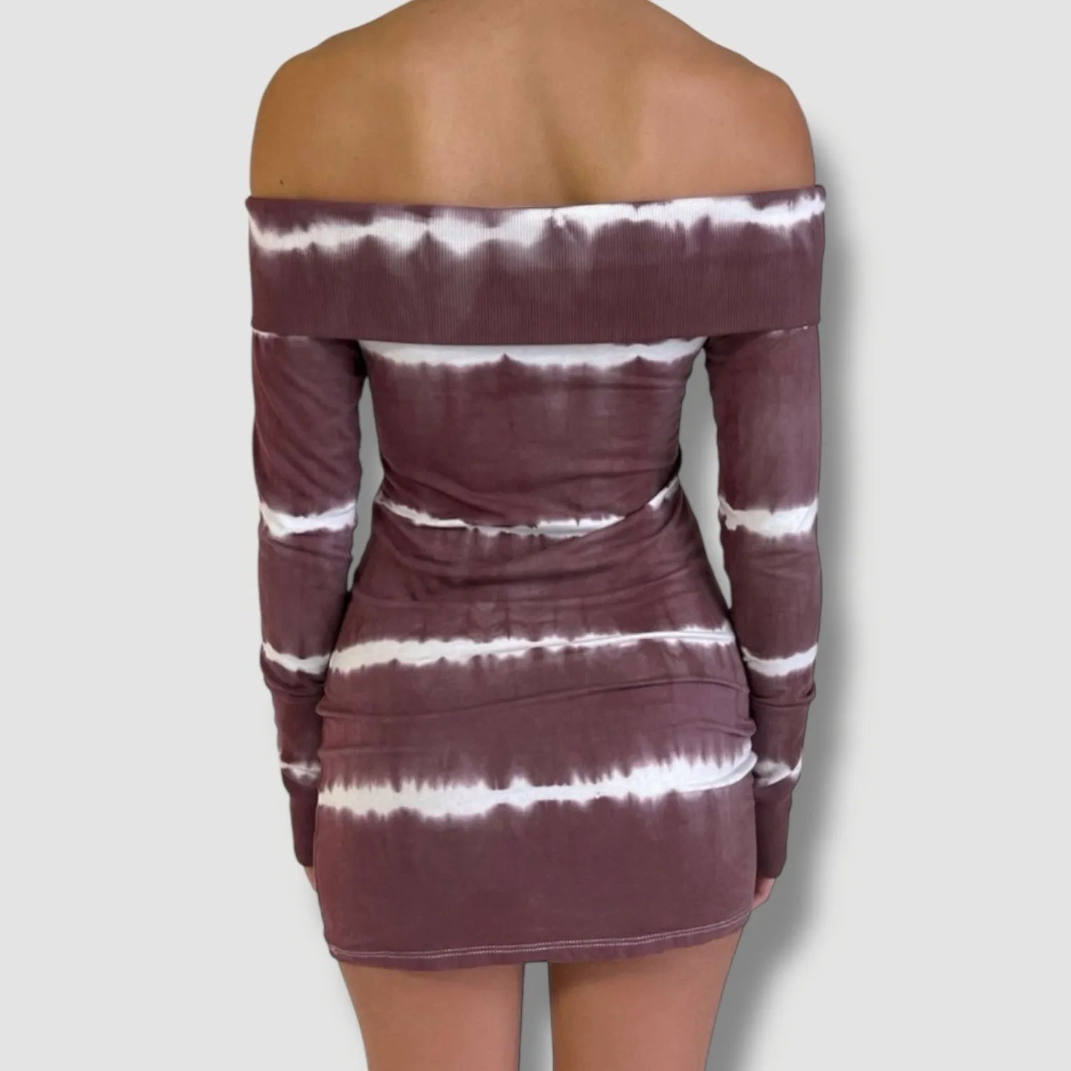 Frankies Bikinis‎ Tie Dye Off-The-Shoulder Long Sleeve Cinzia Mini Dress Sz XS - Image 2