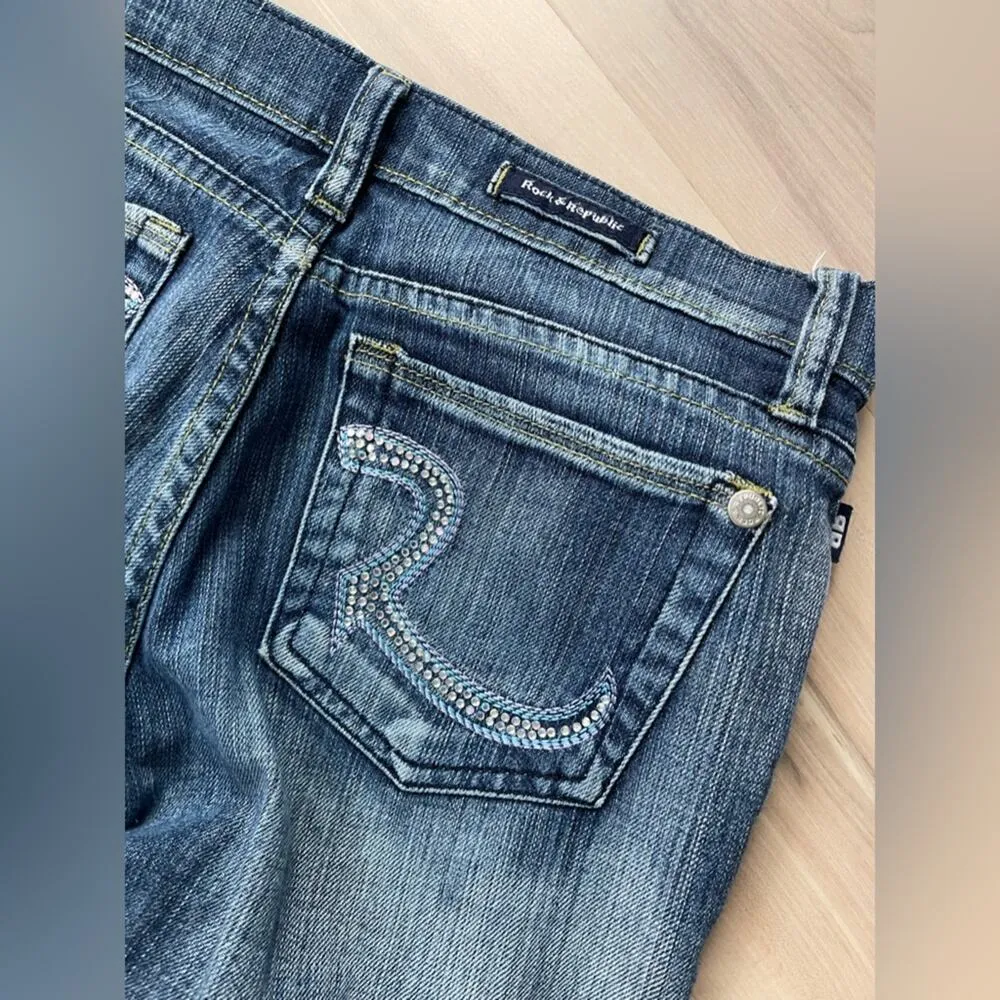 Rock & Republic Vintage y2k  Denim jeans Flared Low Rise Size 26  Flare jeans - Image 6