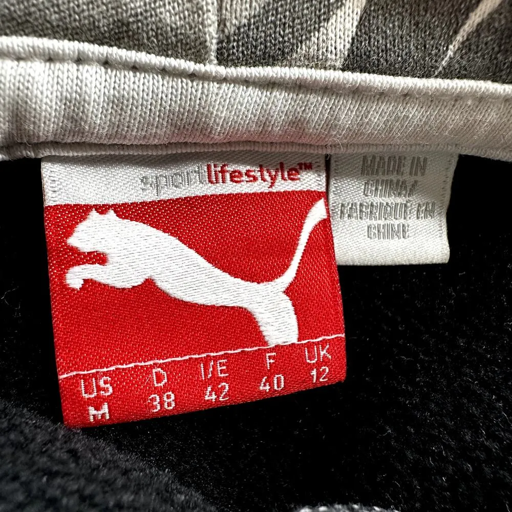 Puma Hoodie Sweatshirt Logo Fleece Lined Kangaroo Pocket Streetwear Black Medium - Image 2