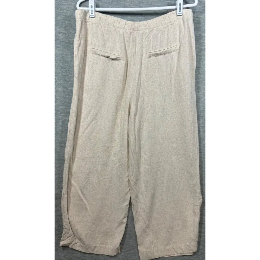 Jules & Leopold Womens Beige Linen Blend Pants Size L Ankle Crop - Image 5