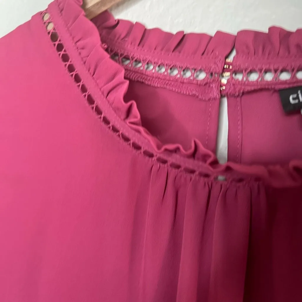 City Chic Womens Pink Ruffled Eyelet dressy Blouse Size 12 - Image 8