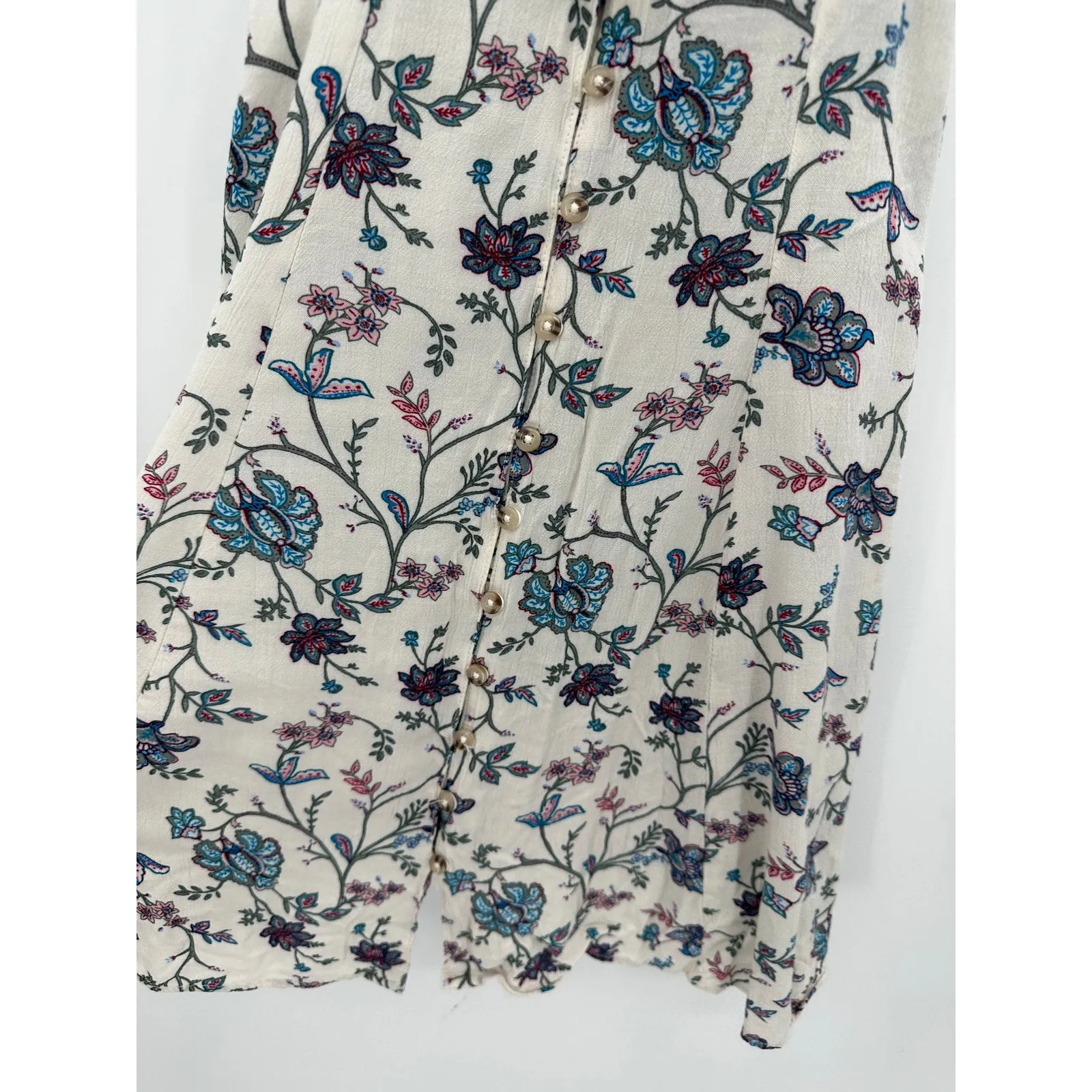 American Eagle AEO Blue Purple Floral Button Front Mini Dress Women's Size XXS - Image 3