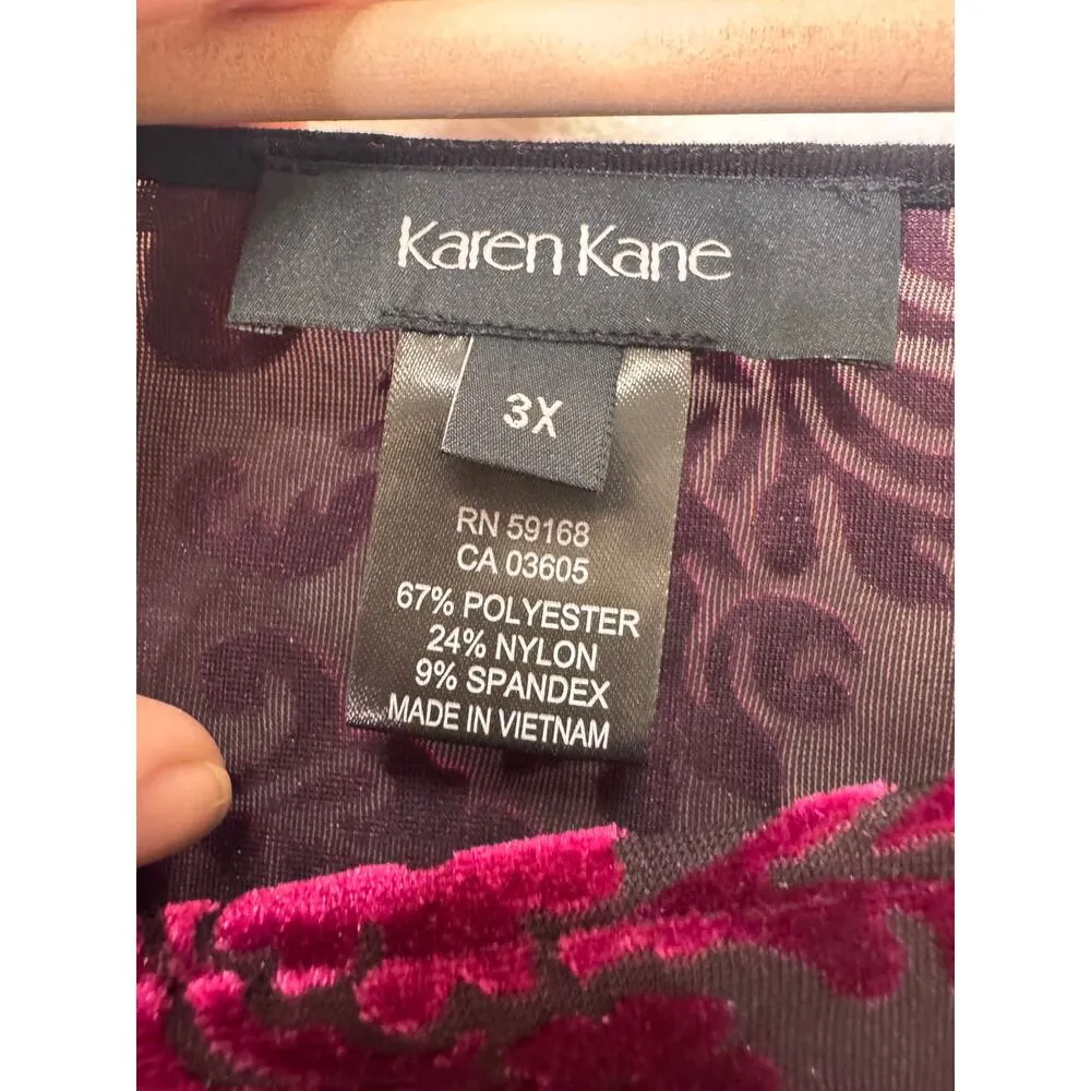 Karen Kane Womens 3X Velour Velvet Burnout Tunic Top Long Sleeve NEW - Image 4