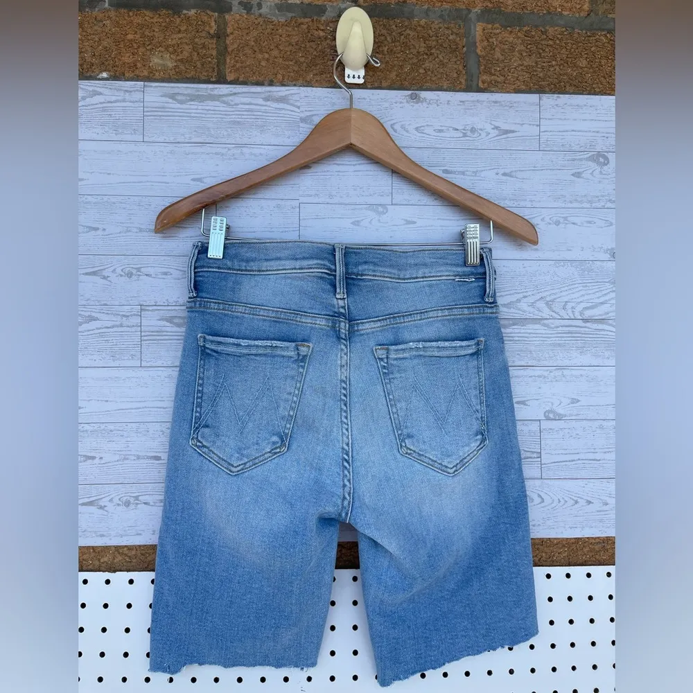 MOTHER HE INSIDER CROP STEP FRAY SHORTS LIMITED EDITION SIZE 27 Blue - Image 4