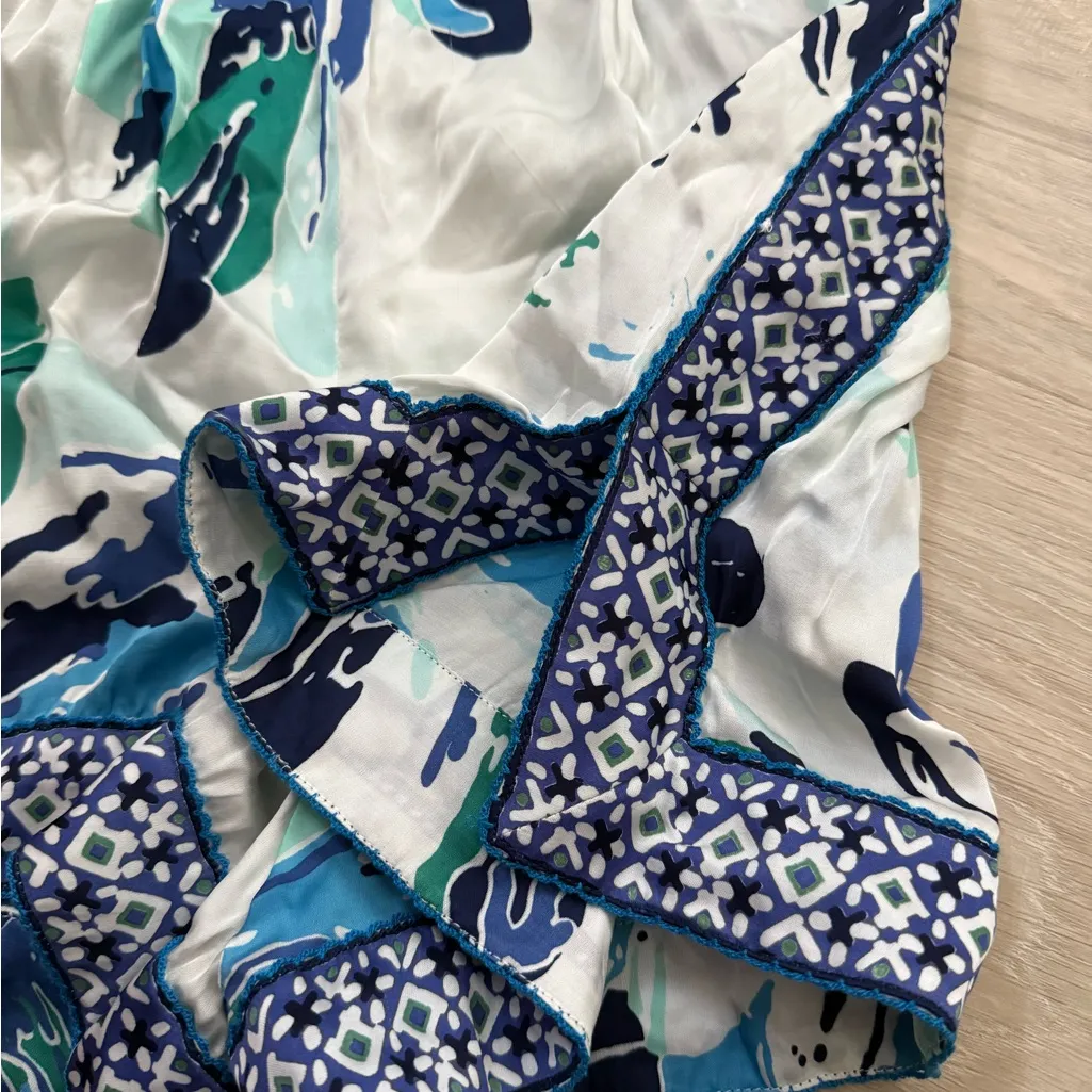 NWT Poupette St. Barth Isabelle Viscose Satin Short Jumpsuit | Blue Marguerite S - Image 6