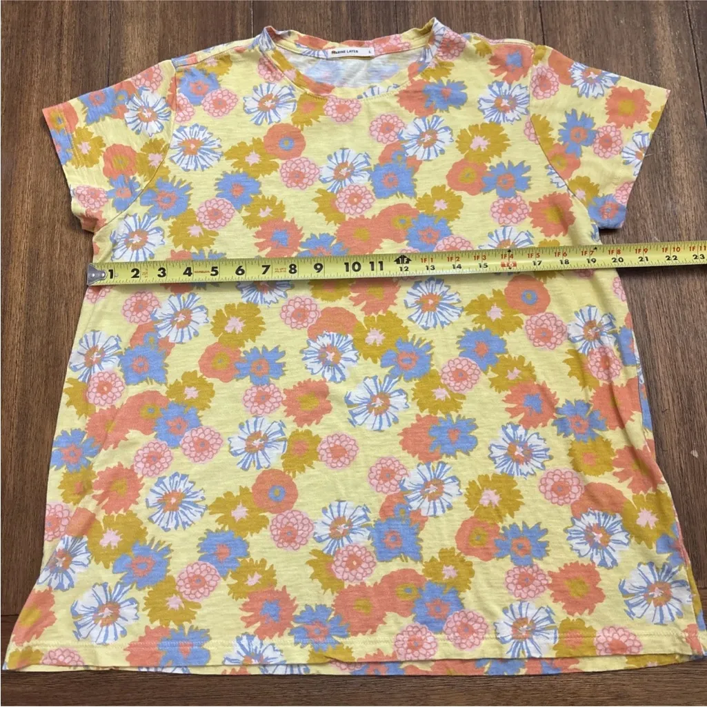 Marine Layer Women’s Large Yellow Floral Swing Crewneck Tee T Shirt - Image 4