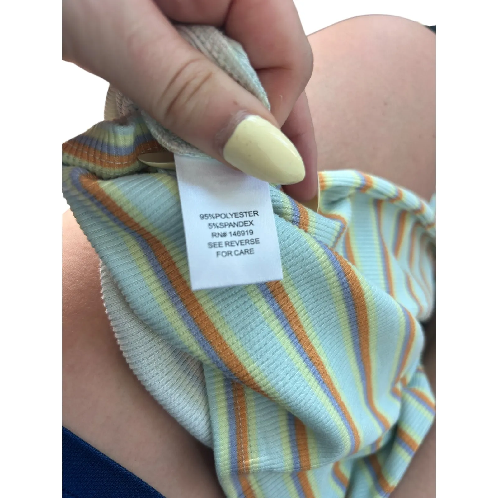 Freshman 1996 XS Striped Ribbed Tank Dress Sleeveless Casual Summer Orange - Image 4