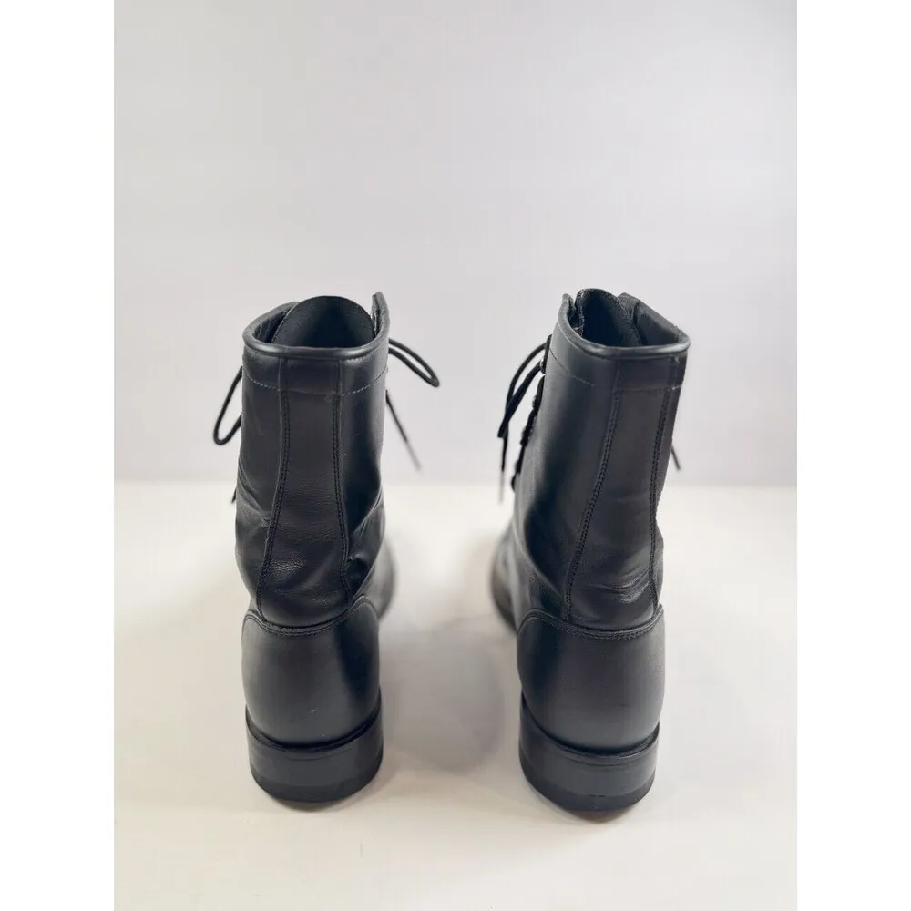 Justin Womens Boots Black Leather Combat Lace Up Kiltie Cowboy Romper US 6.5 - Image 6