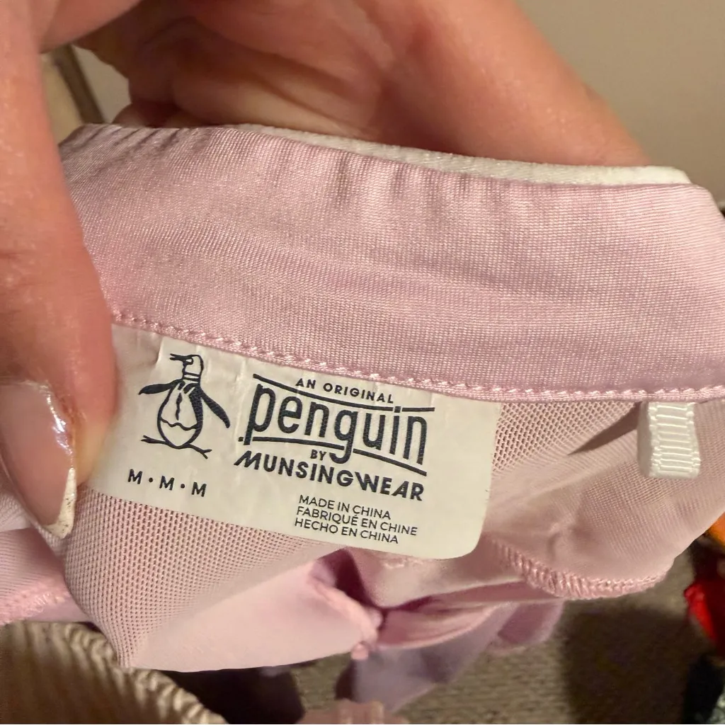 Original Penguin Zip-Neck Top with Mesh Panels in Gelato Pink- Size Medium - Image 11