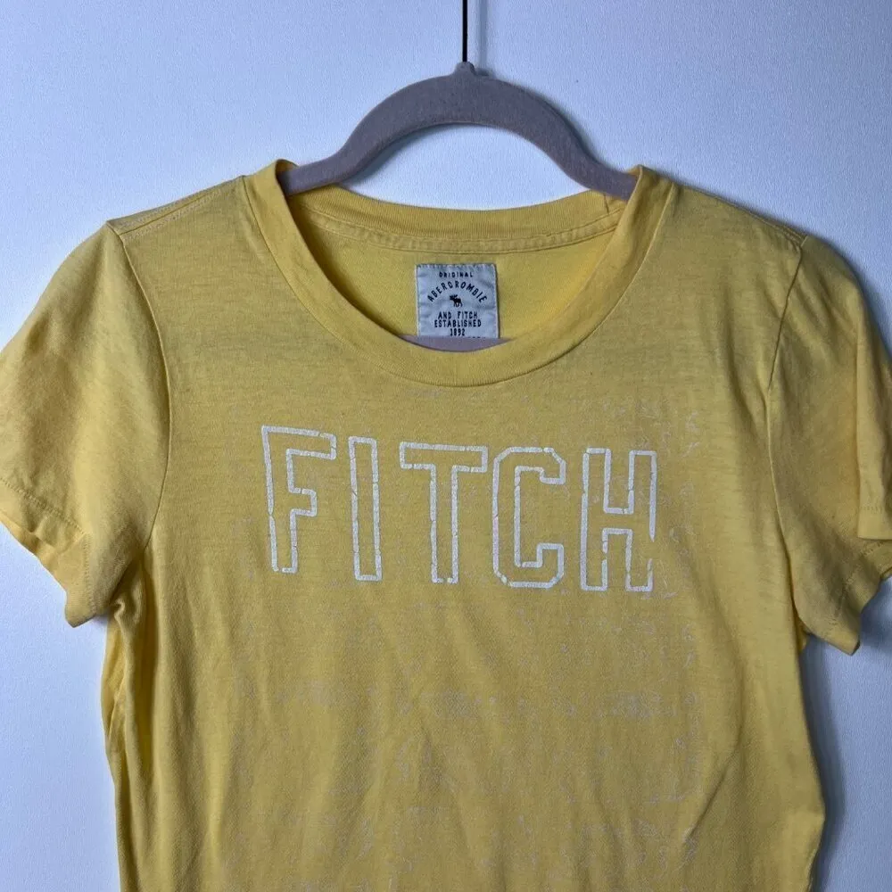Y2K Abercrombie & fitch yellow t-shirt women’s size large‎ - Image 3