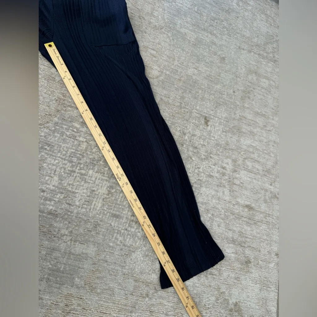 Cuddl Duds Dark Blue Button-Up Ribbed Shirt and Pants Set Lounge Pajama - Image 11