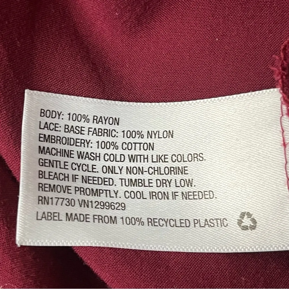 Vtg Y2k Retro Xhilaration Burgundy Lace Tunic Blouse Dark Coquette Preppy Boho L - Image 8