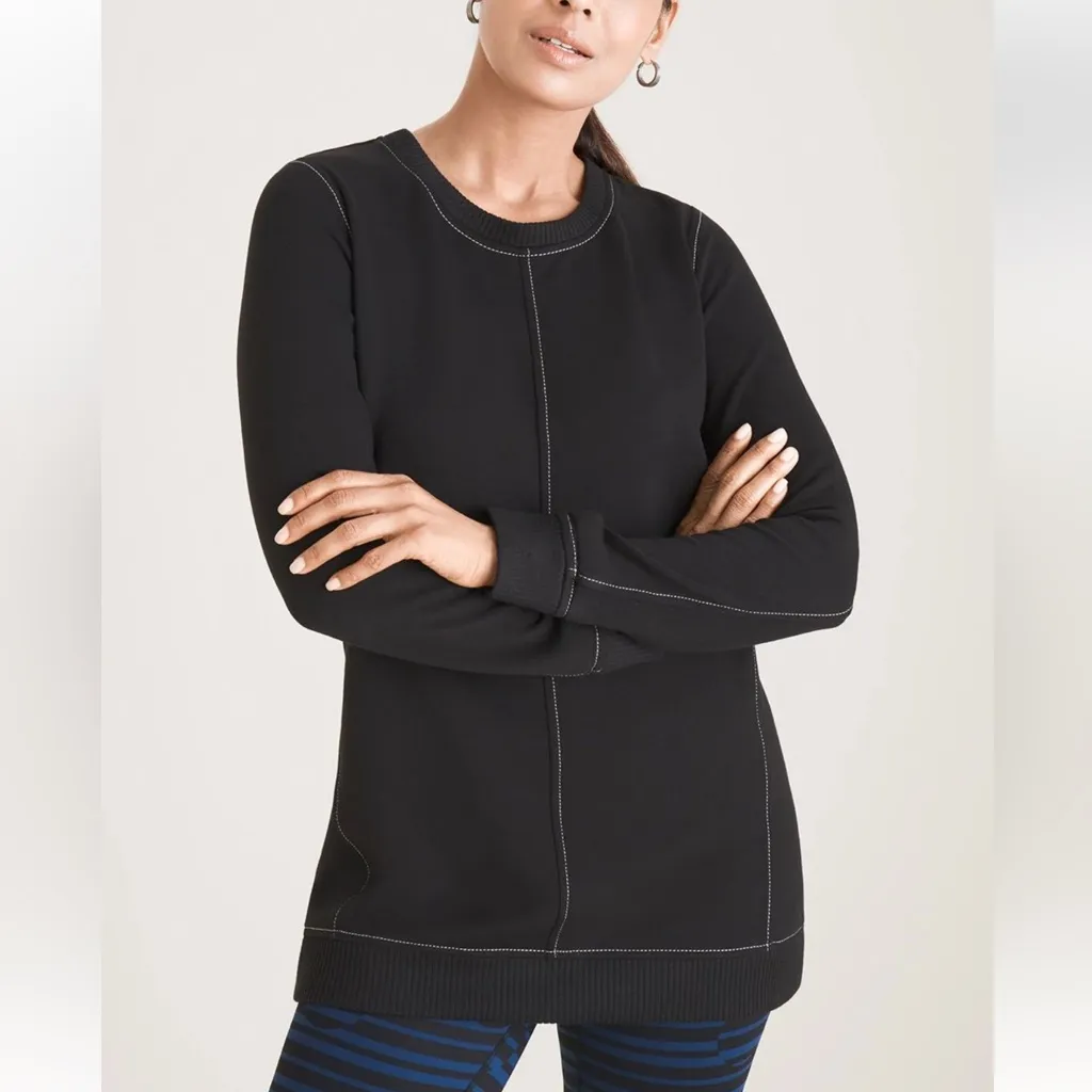 CHICOS Zenergy sweatshirt Contrast-Stitch Tunic size 10 black - Image 10