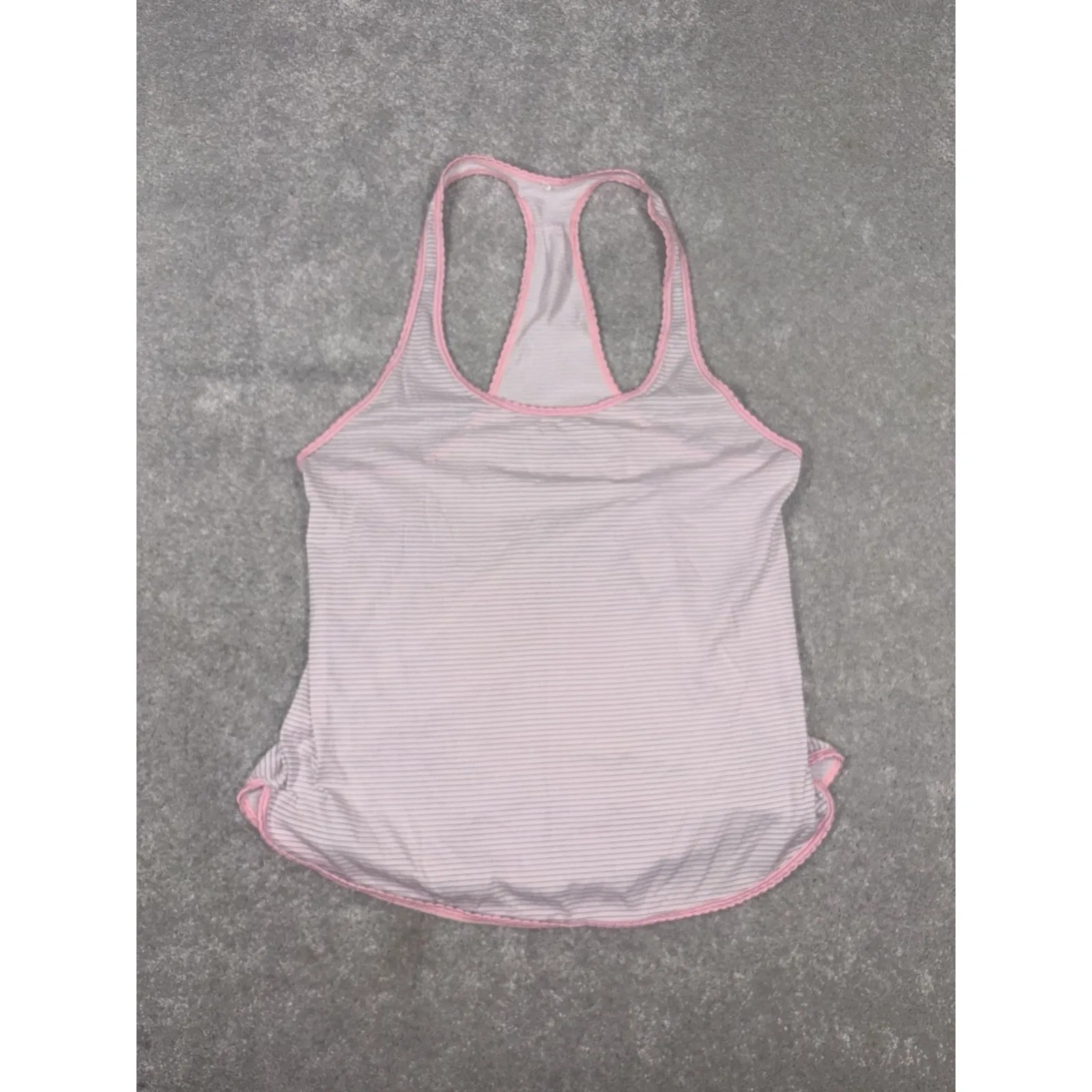 Lululemon What The Sport Singlet Racerback Tank Top pink white gray stripe 8 - Image 6