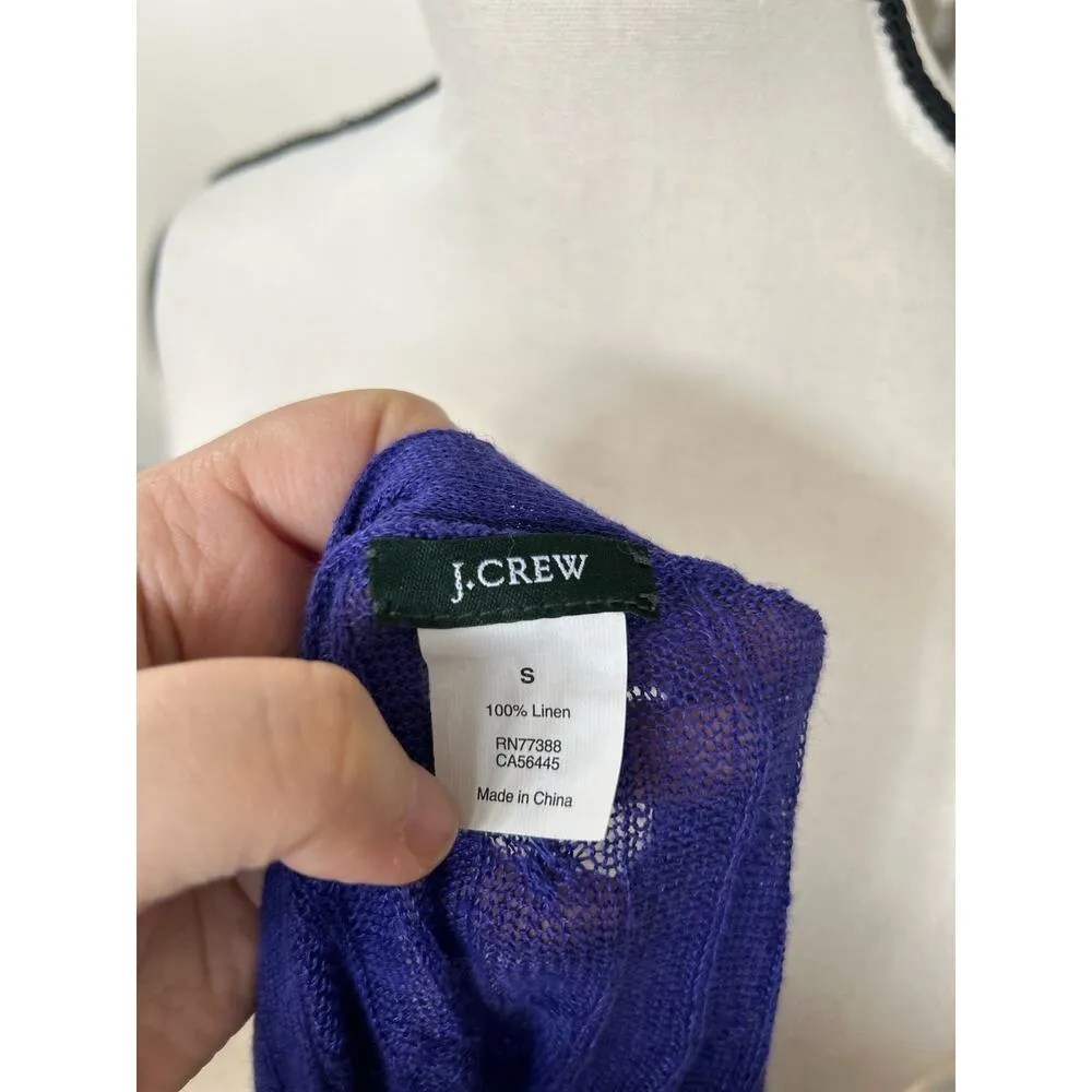 J.Crew Purple Linen Cableknit Long Line Cardigan - Image 5