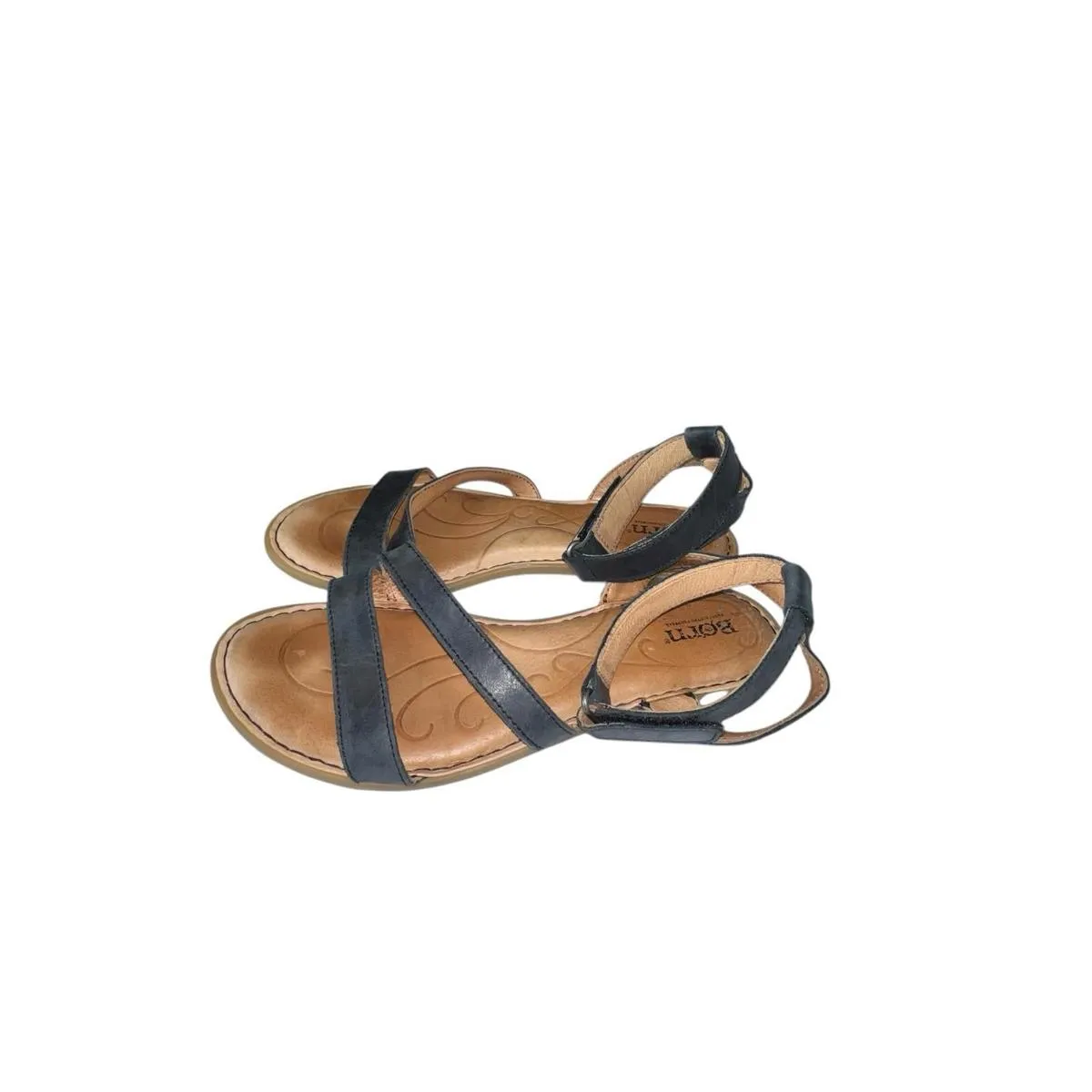 Børn Black Leather Ankle Strap Sandals Women’s Comfort Walking Shoes Size 8 - Image 5