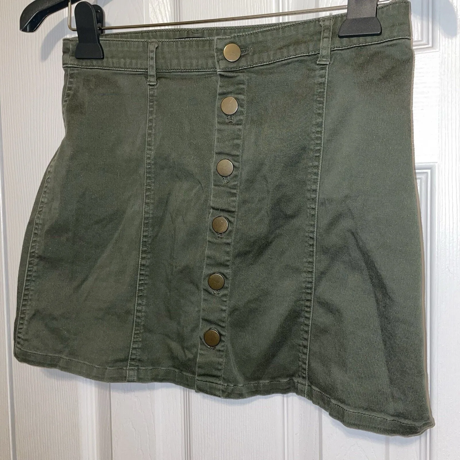 Forever 21 Women's Dark Green Denim Skirt Size Small‎ Mini Skirt - Image 3