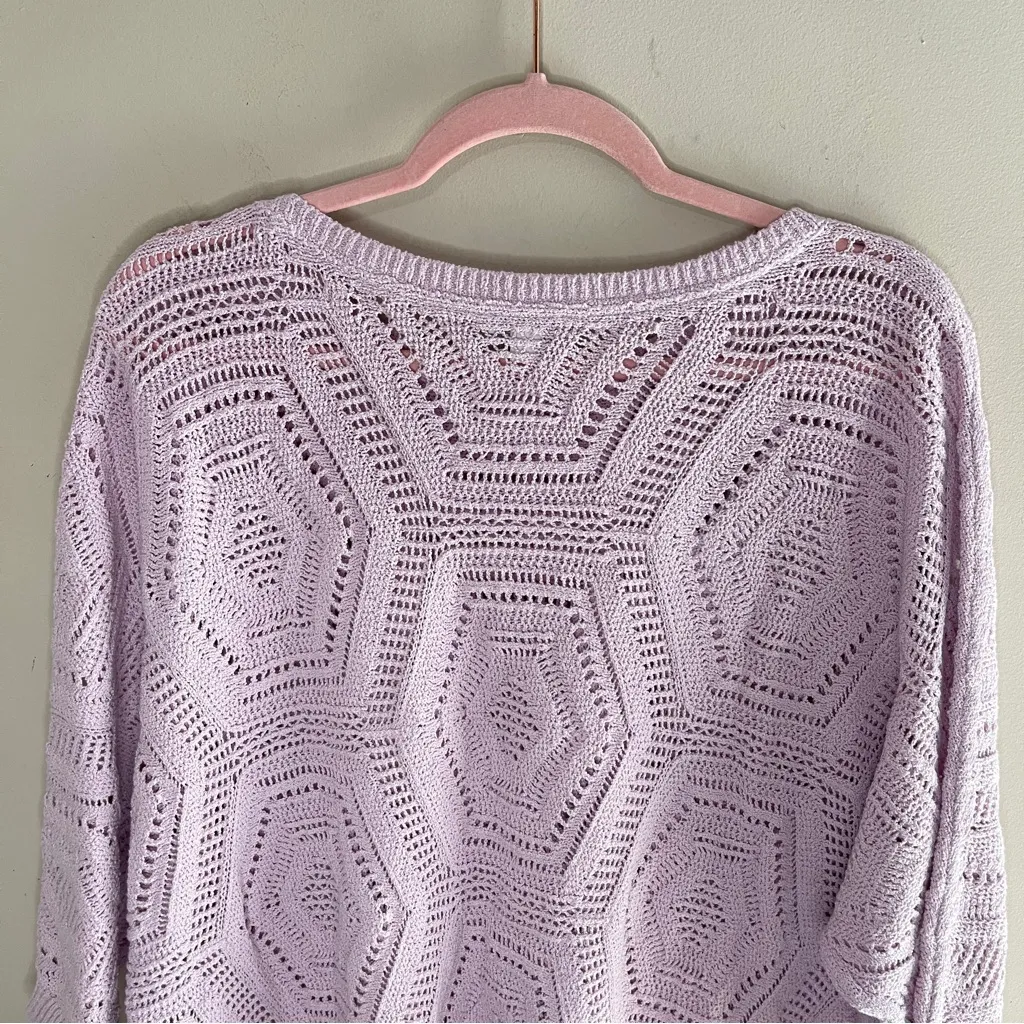 J.JILL Windsor Sweater Open Knit Crochet 3/4 - Image 8