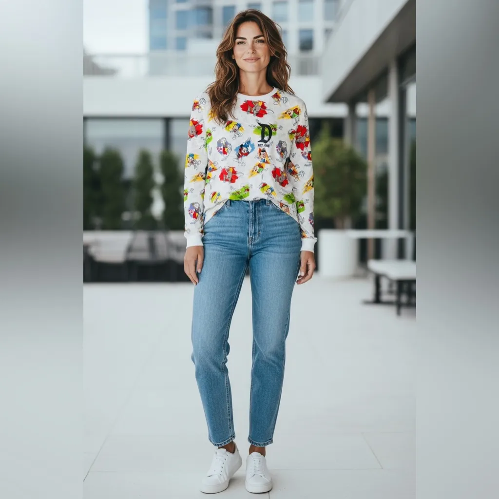 Disney Parks Ink & Paint Spirit Jersey featuring classic animated characters White Size M - Image 4