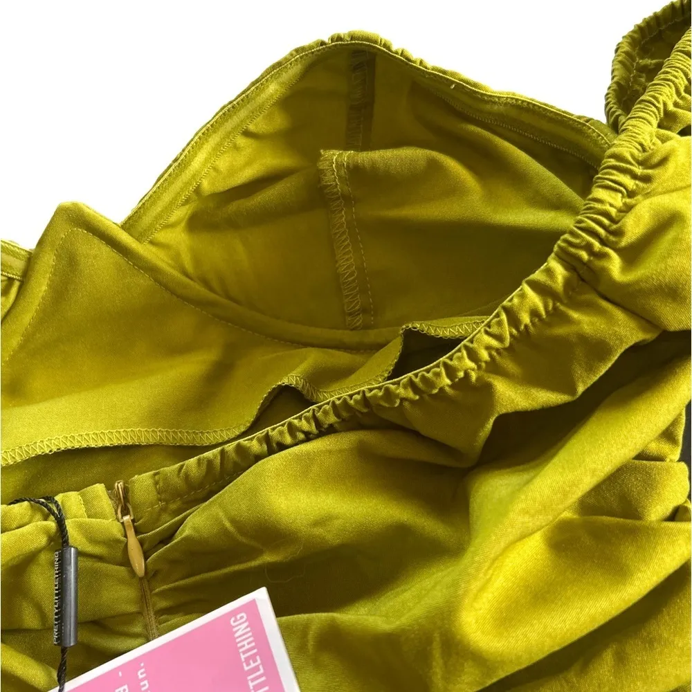 NWT Pretty Little Thing Olive woven underwire tiered sleeve bodycon dress size 2 - Image 8