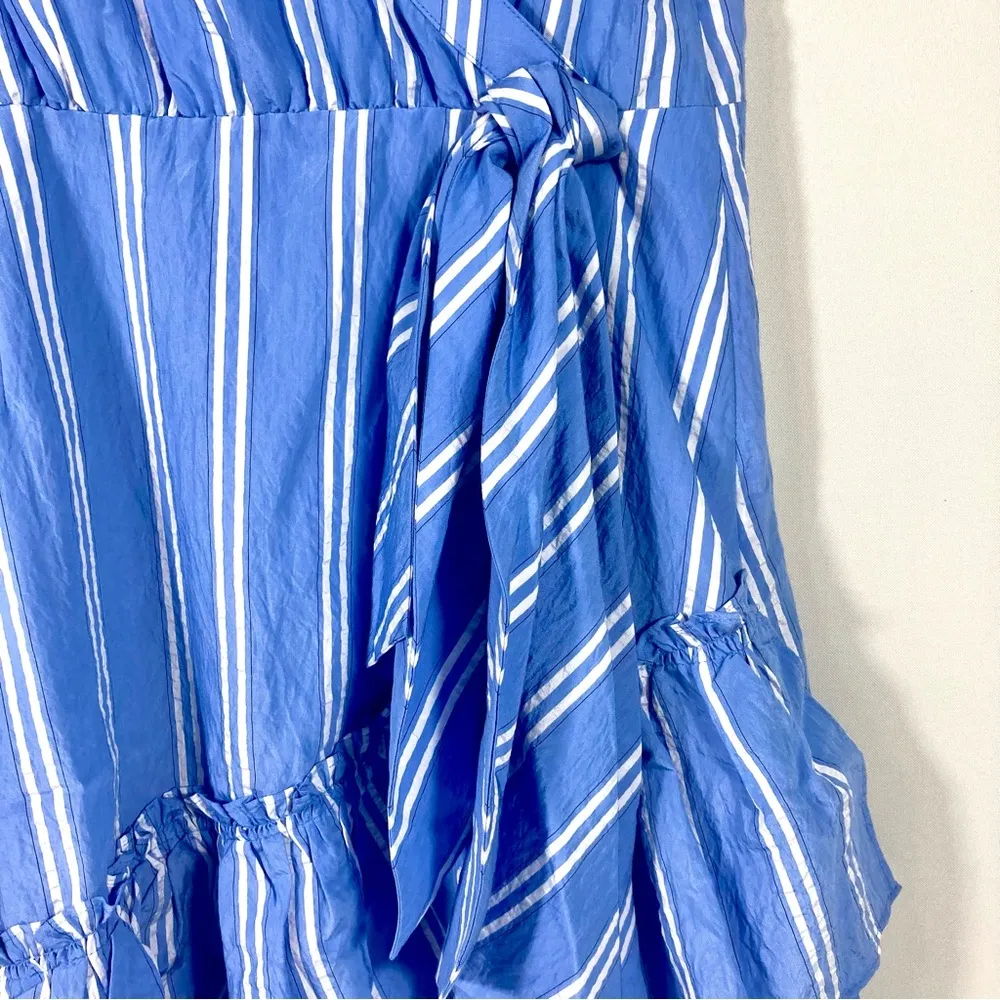 Cinq a Sept Lila Ruffle Stripe Wrap Mini Dress Oxford Blue Size 4 NWT - Image 11
