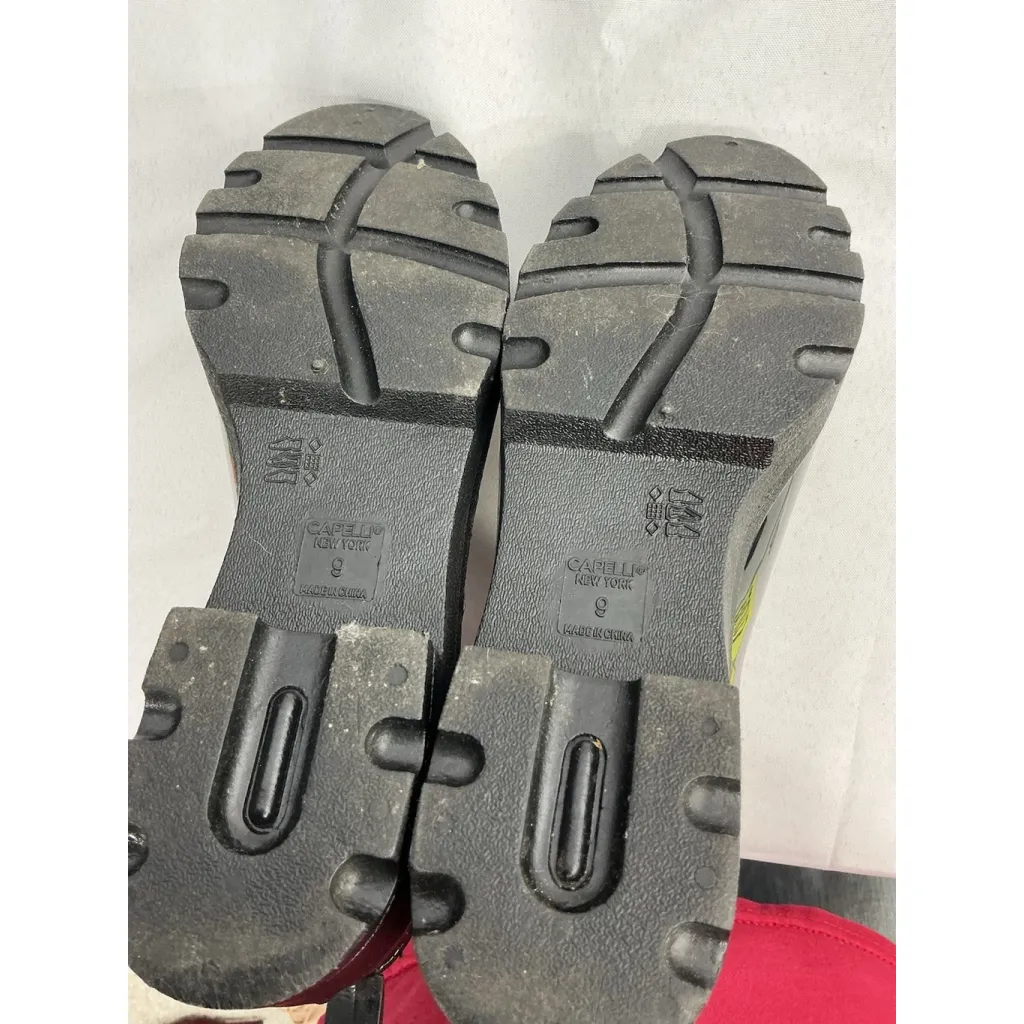 Womans Capelli NY Pull On Rain Boots 9 Black Elastic Ankle Chunky Heel - Image 8