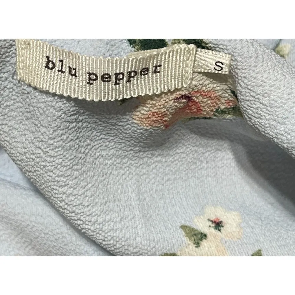 NWT Blu Pepper Floral Romper Spaghetti Strap Blue Pink Size S Small - Image 3