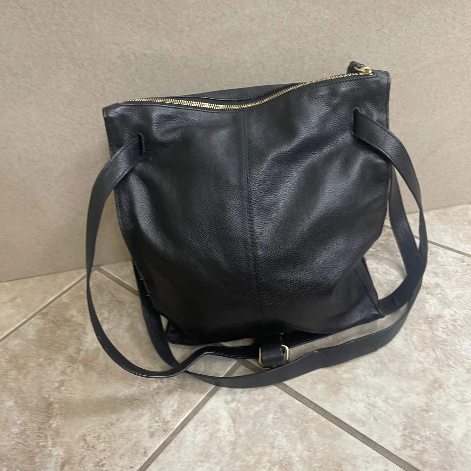 KOOBA Fairfield Leather Convertible Backpack Purse BLACK travel crossbody - Image 4