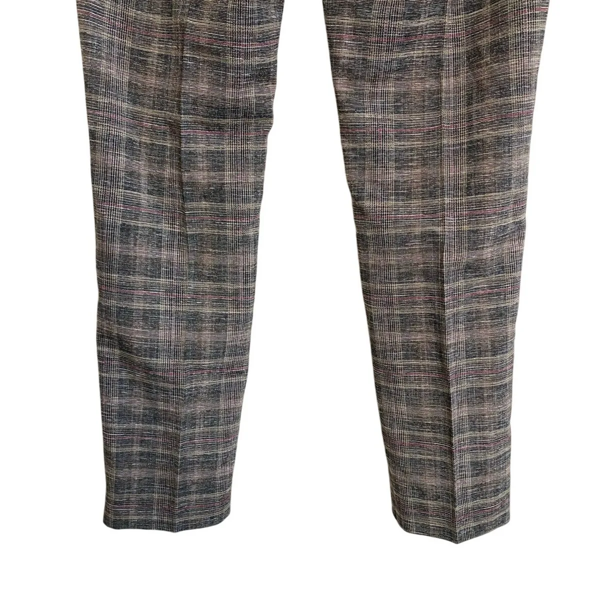 WHBM the Slim Plaid‎ Check Slim Ankle Trousers Black w/ Madder Red - Image 8