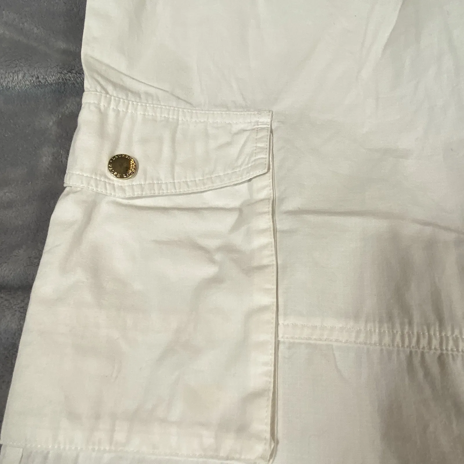 Ralph Lauren  Womens Sz 12 Cargo Crop Pants Wide Leg White Utility‎ Lightweight - Image 5