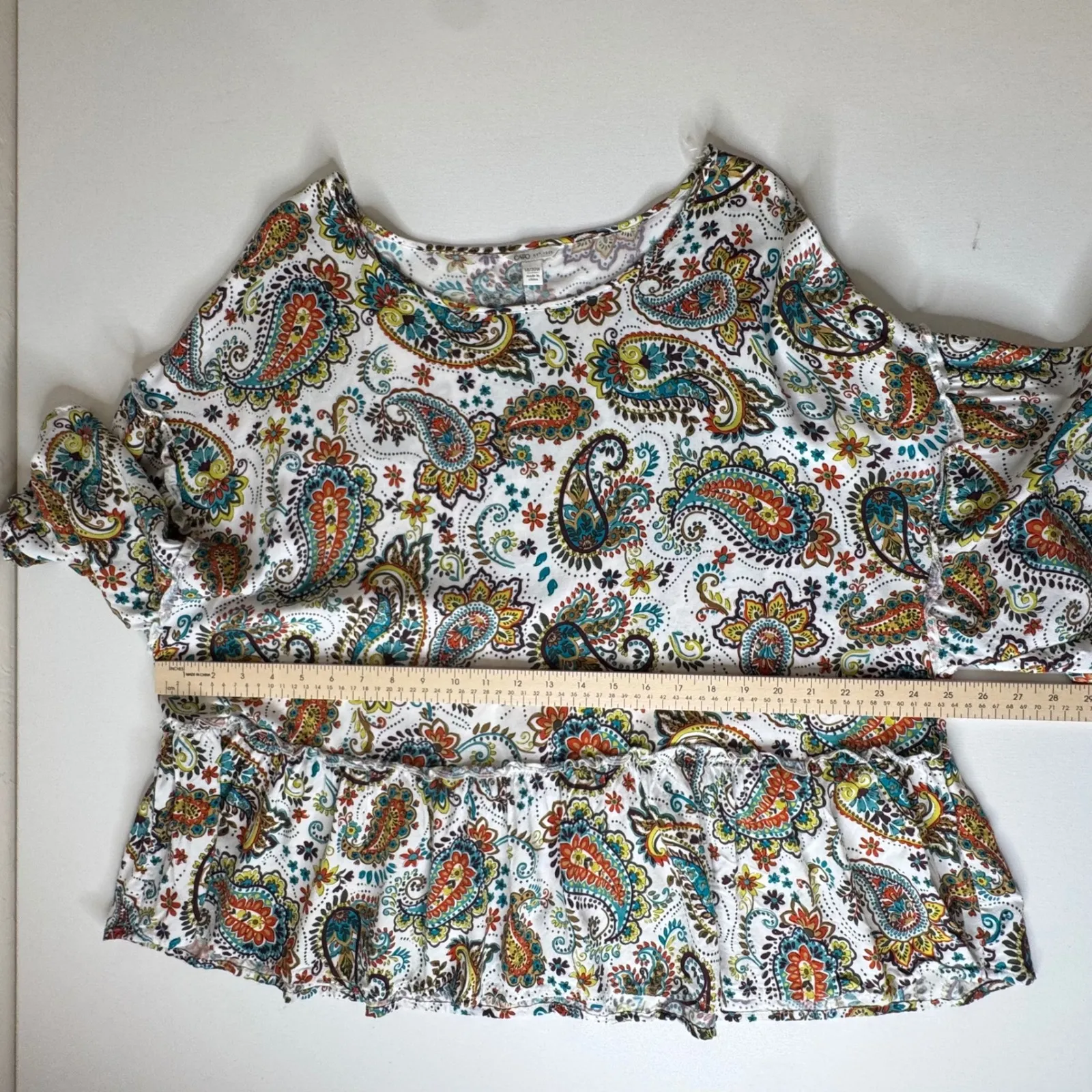 Cato Paisley Ruffle Hem Blouse Size‎ 18/20W Multicolor Boho Flowy Festival Retro - Image 9