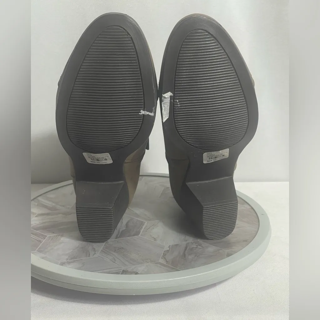 Catherines Taupe Ankle Boots 10W Wide Width Zip Block Heel Booties Women’s Shoes Brown Size 10 - Image 10