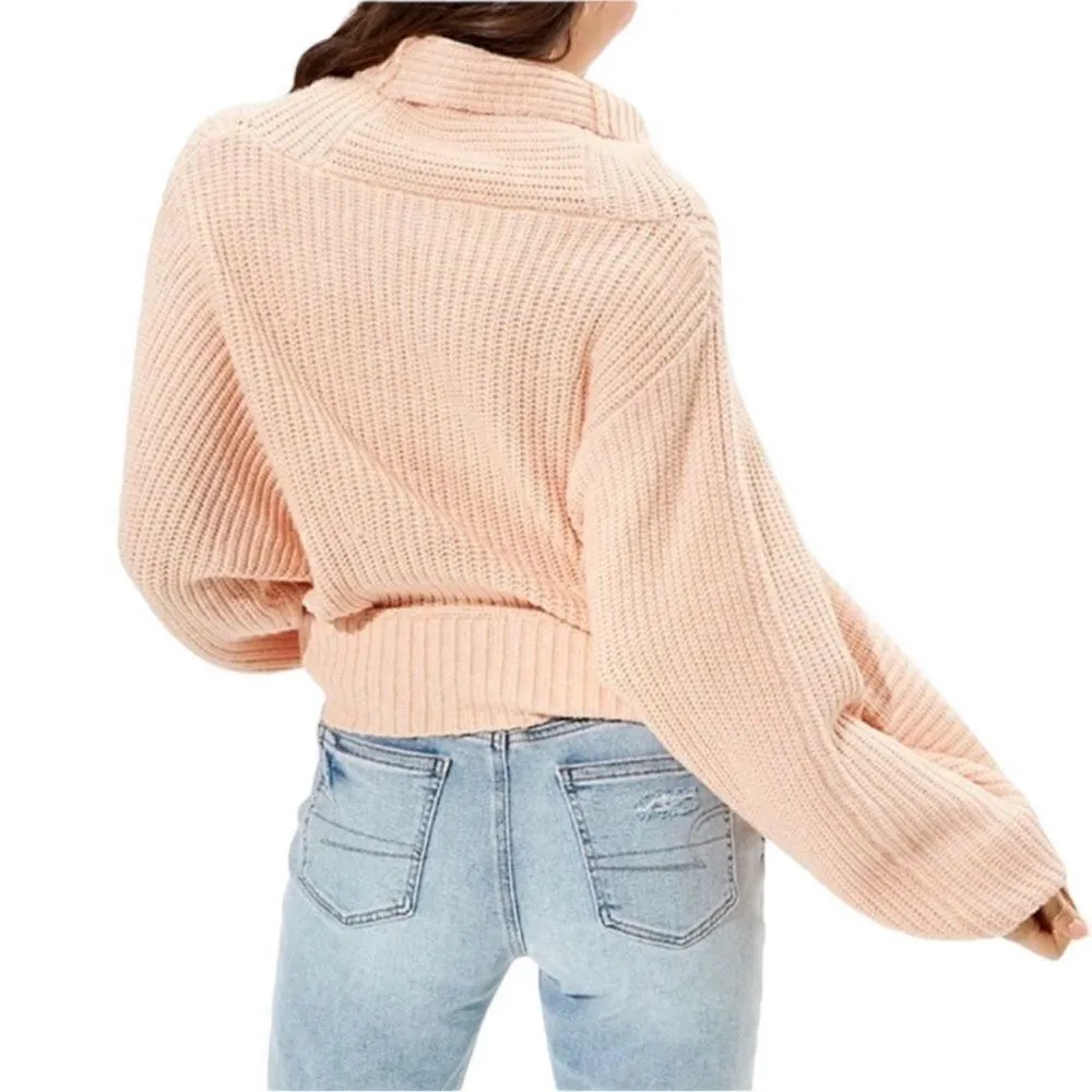 American Eagle Outfitters Oversized Peach Mock Neck
Sweater(Size XS) - Image 2