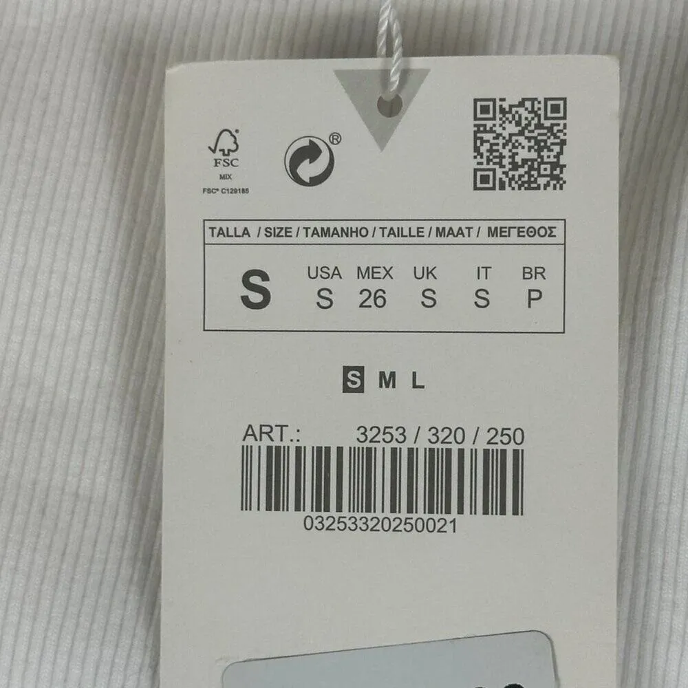 NWT Zara Cutout Tank Top Womens S White One Shoulder Crop Clean Girl Minimalist - Image 4