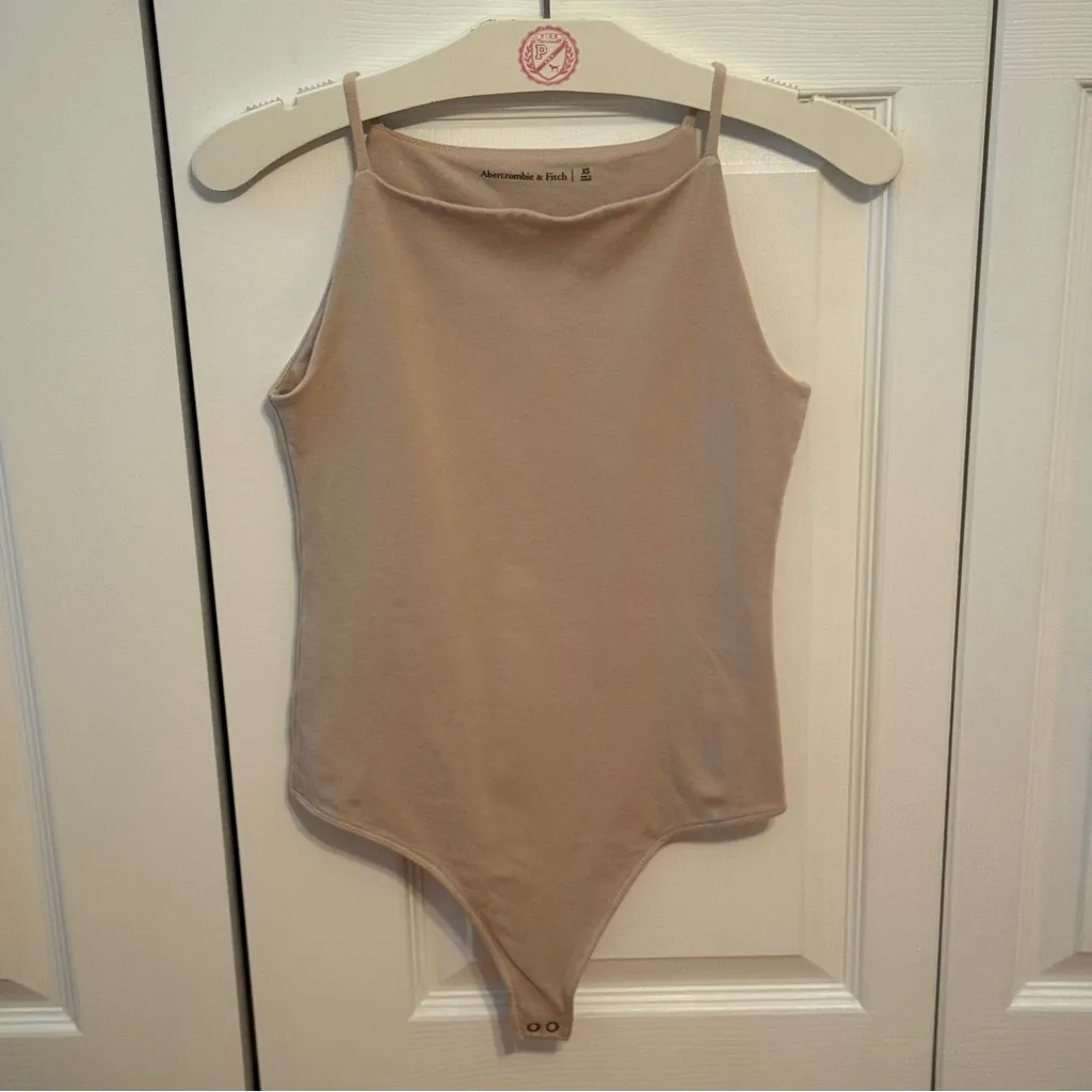 Abercrombie & Fitch Beige High Square Neck Spaghetti Strap Bodysuit - Image 2