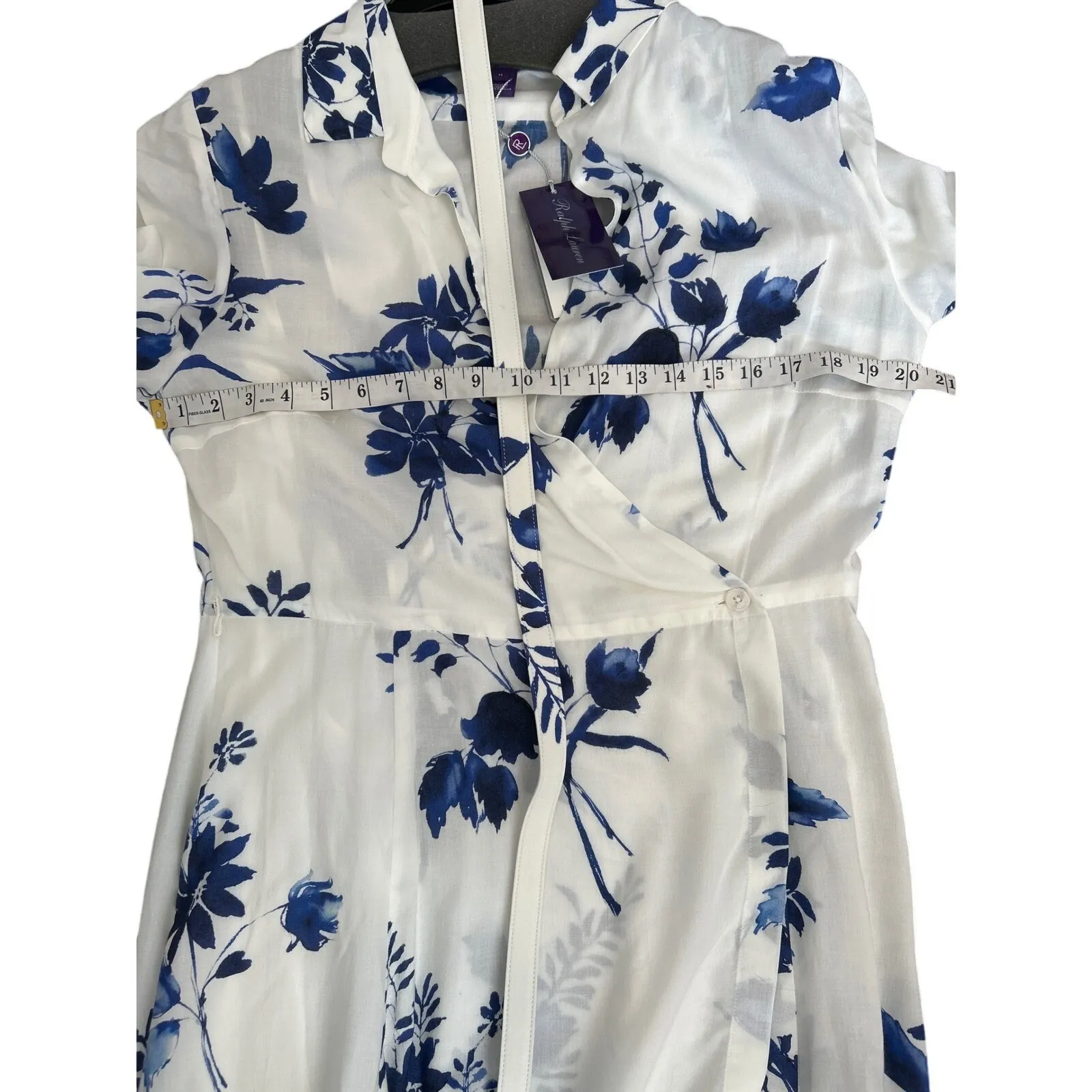 RALPH LAUREN Aniyah Belted Floral Wrap Midi-Dress Size 14 New Purple Label‎ - Image 10