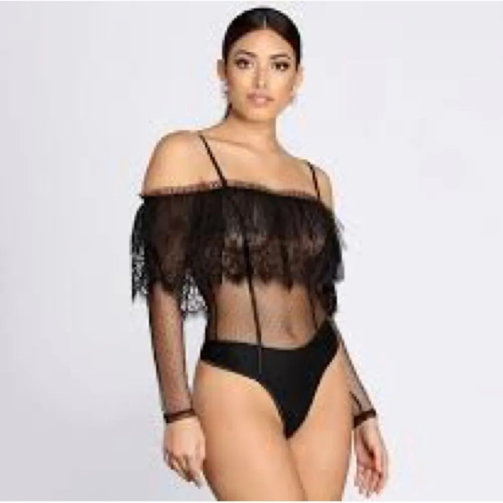 NEW Windsor Sheer Black Lace Bodysuit size Medium - Image 15
