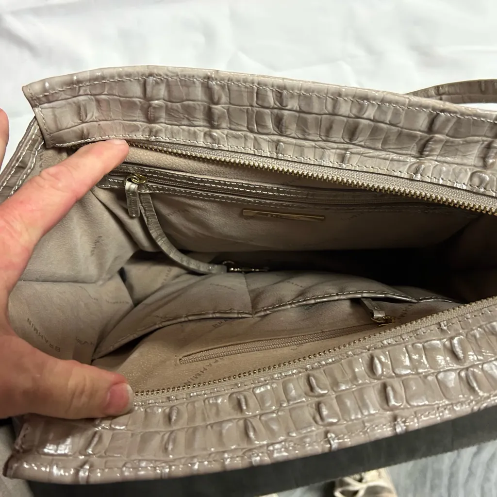 Brahmin  Croc-Embossed Cream Tote - Image 5