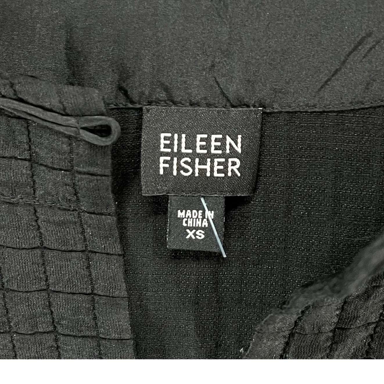 Eileen Fisher Jacket XS Black Silk Crepe Quilted Frog Buttons Mandarin Timeless - Image 12