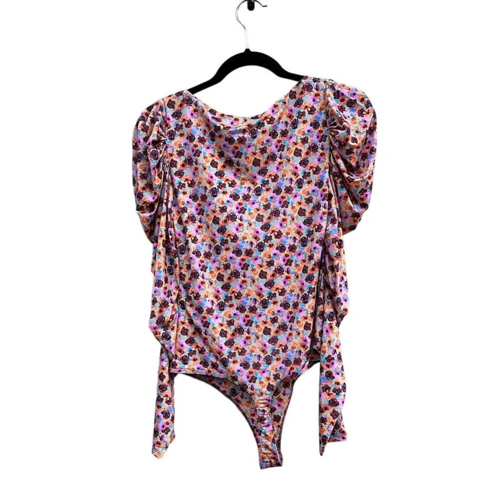 AFRM Coppelia Fall Meadow Ditsy Cutout Slinky Sweetheart Neck Bodysuit NWT Small Pink - Image 3