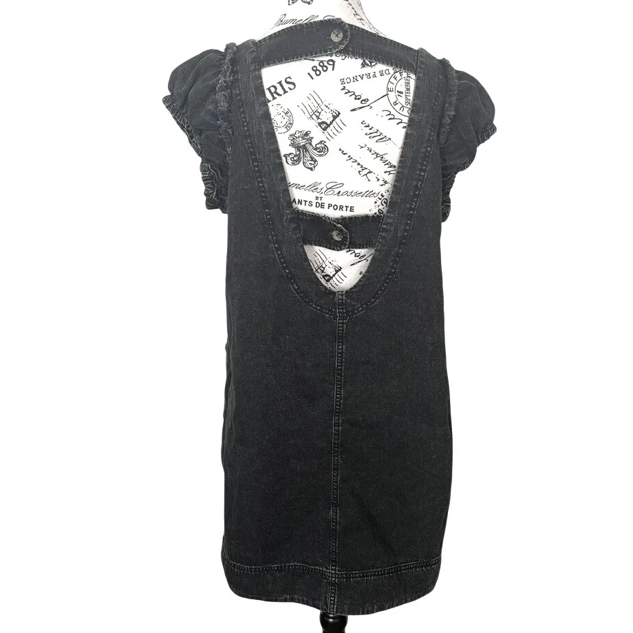 Anthropologie Pilcro Ruffle Shoulder Utility Mini Dress Black 14 EUC - Image 8