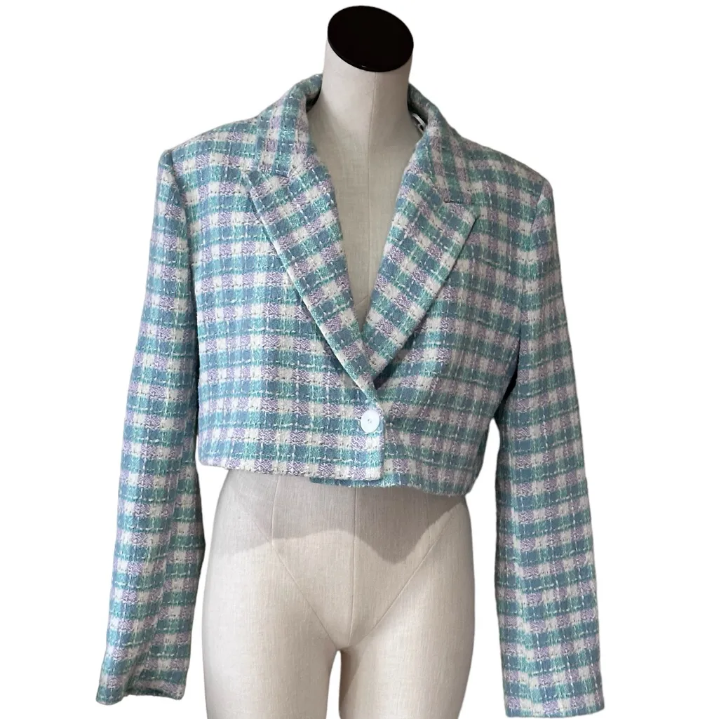 NWT ZARA TEXTURED CROPPED BLAZER BLOGGGERS FAV - Image 11