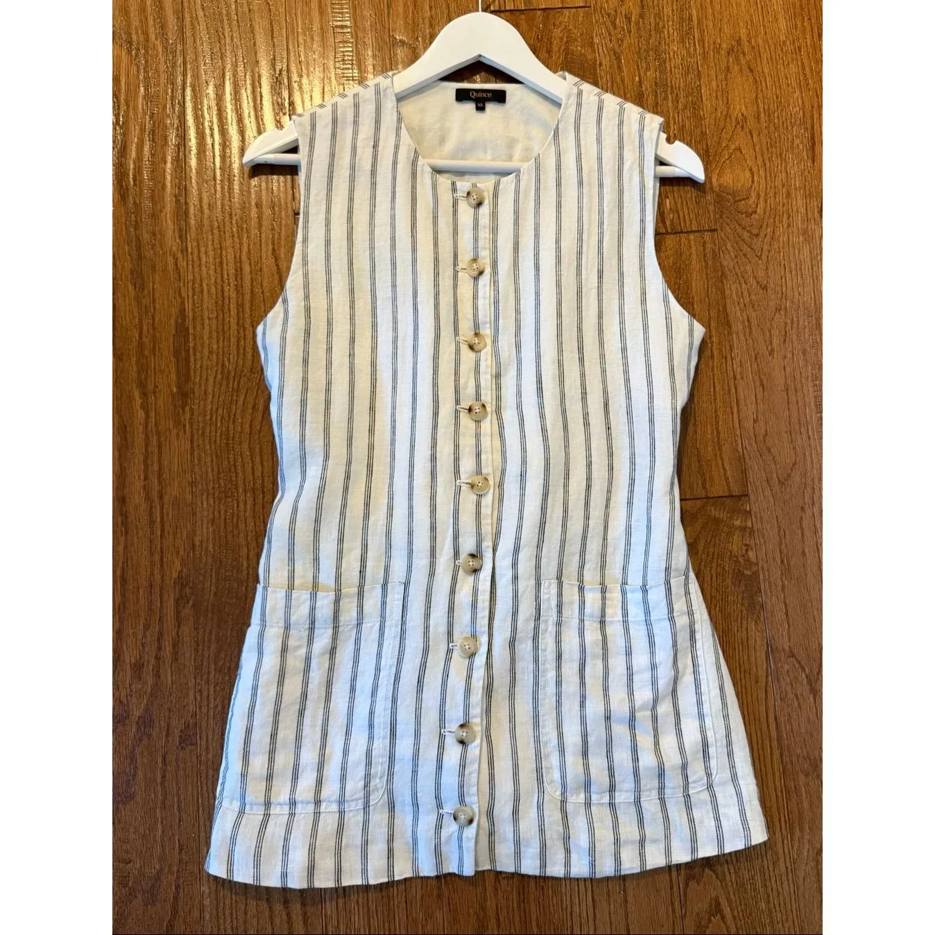 Quince NWOT 100% linen striped longline vest xs - Image 8