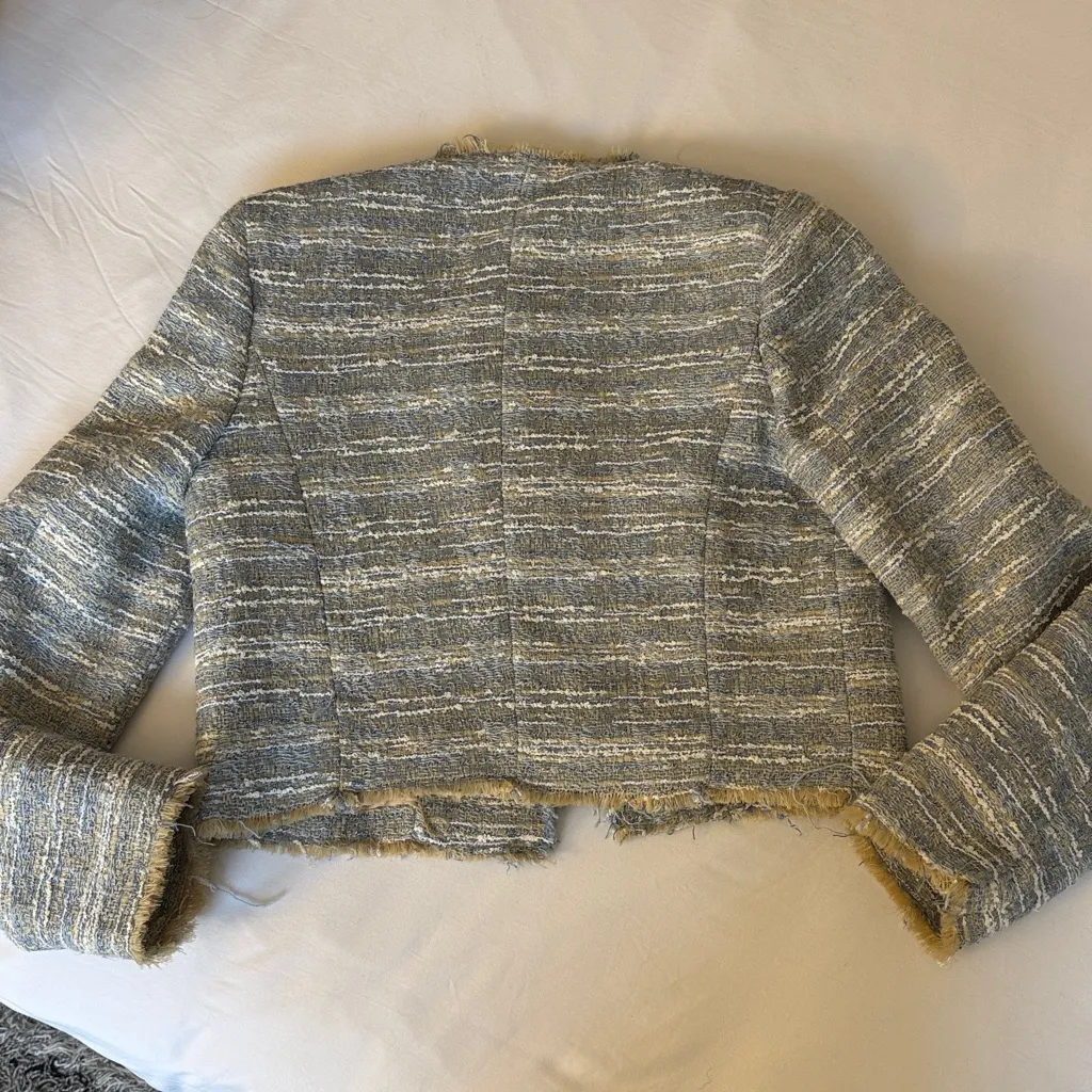 NWT Mango Tweed Jacket with Frayed Ends - Image 7